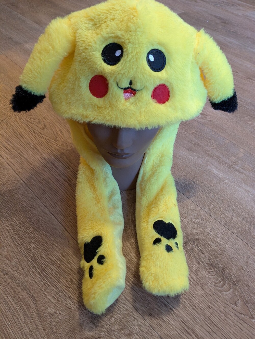 Yellow Plush Pikachu Character Hat for Kids - Soft Fuzzy Earflap Beanie